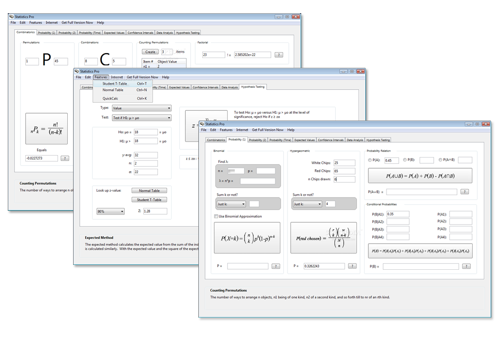 Calculation tool to help students do their homework in Stats and Discrete Math